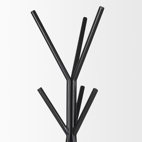 Everett Matte Black Metal w/ Two Metal Shelves Coat Rack from Mercana - Luna Furniture