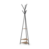 Everett Matte Black Metal w/ Two Wood Shelves Coat Rack from Mercana - Luna Furniture
