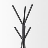 Everett Matte Black Metal w/ Two Wood Shelves Coat Rack from Mercana - Luna Furniture