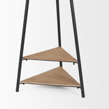 Everett Matte Black Metal w/ Two Wood Shelves Coat Rack from Mercana - Luna Furniture