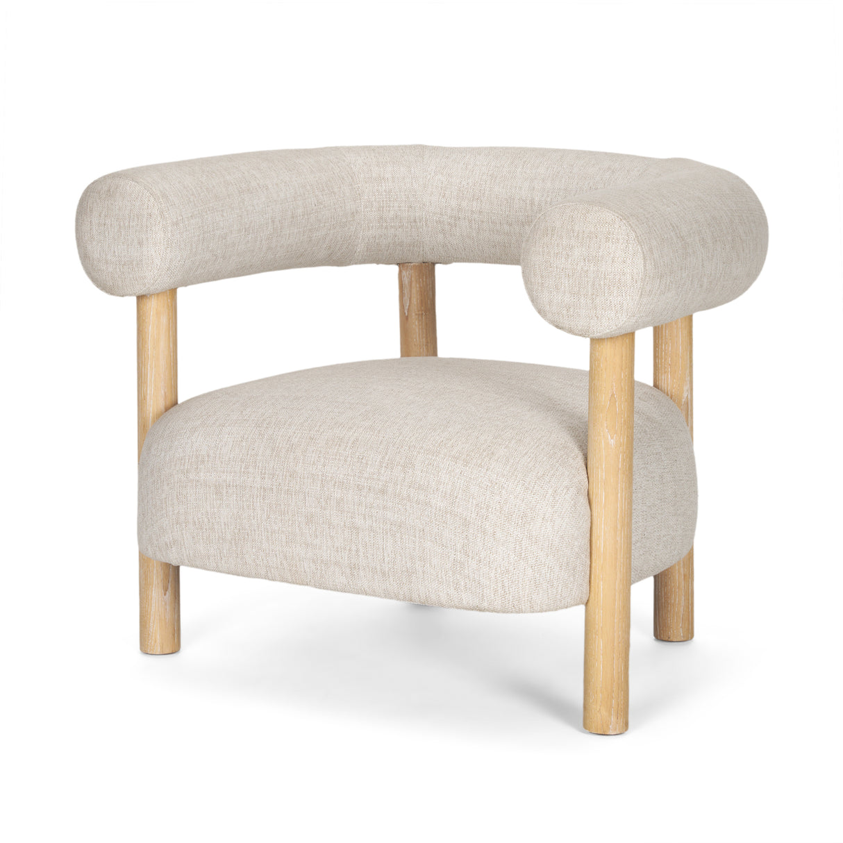 Gianna Open Back Light Brown Wood w/ Oatmeal Fabric Accent Chair from Mercana - Luna Furniture