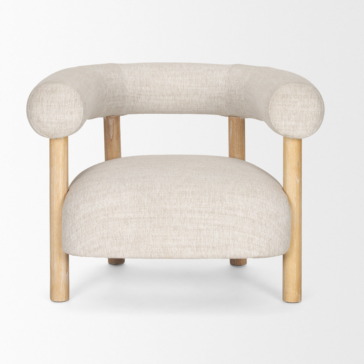 Gianna Open Back Light Brown Wood w/ Oatmeal Fabric Accent Chair from Mercana - Luna Furniture