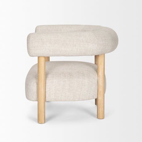 Gianna Open Back Light Brown Wood w/ Oatmeal Fabric Accent Chair from Mercana - Luna Furniture