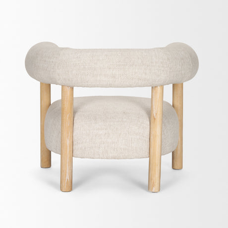 Gianna Open Back Light Brown Wood w/ Oatmeal Fabric Accent Chair from Mercana - Luna Furniture