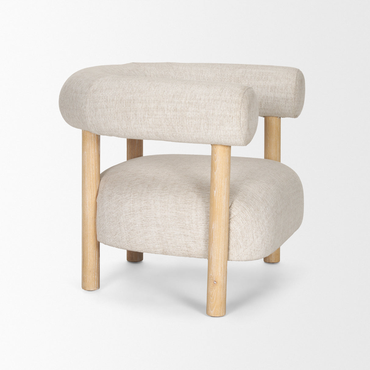 Gianna Open Back Light Brown Wood w/ Oatmeal Fabric Accent Chair from Mercana - Luna Furniture
