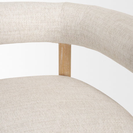 Gianna Open Back Light Brown Wood w/ Oatmeal Fabric Accent Chair from Mercana - Luna Furniture
