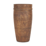 Porta Large Medium Brown Reclaimed Wooden Pot from Mercana - Luna Furniture