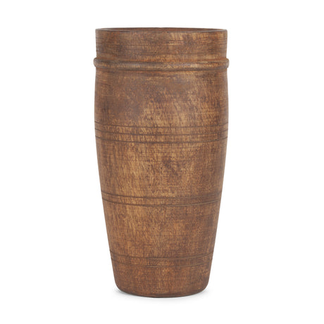 Porta Large Medium Brown Reclaimed Wooden Pot from Mercana - Luna Furniture