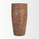 Porta Large Medium Brown Reclaimed Wooden Pot from Mercana - Luna Furniture