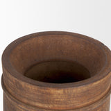 Porta Large Medium Brown Reclaimed Wooden Pot from Mercana - Luna Furniture