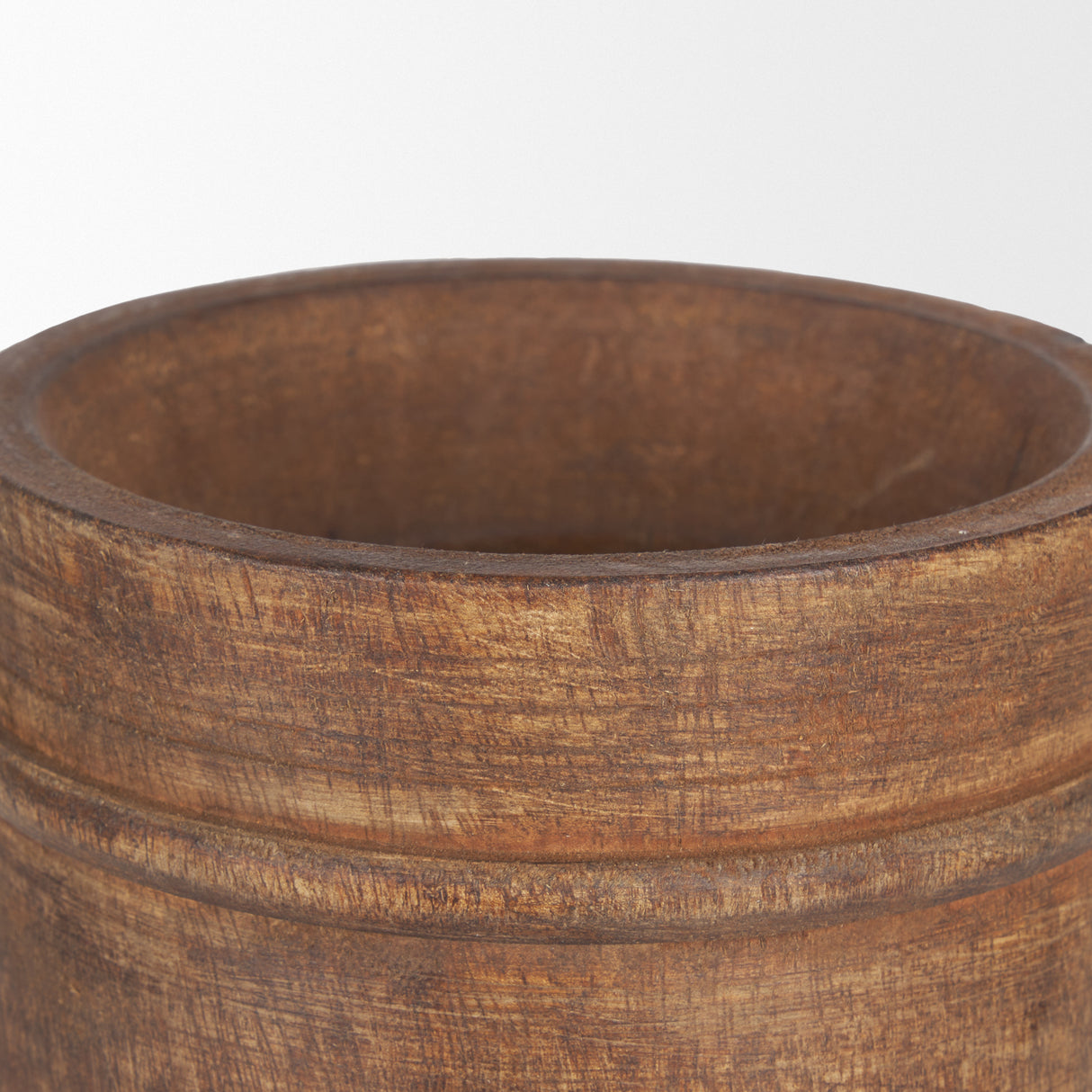Porta Large Medium Brown Reclaimed Wooden Pot from Mercana - Luna Furniture