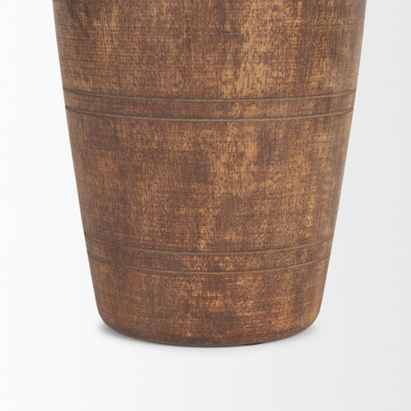 Porta Large Medium Brown Reclaimed Wooden Pot from Mercana - Luna Furniture