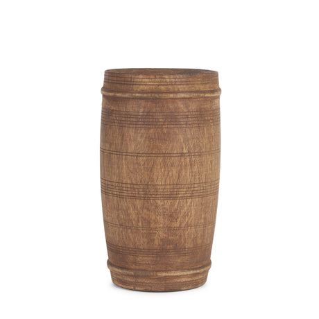 Porta Small Medium Brown Reclaimed Wooden Pot from Mercana - Luna Furniture