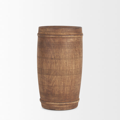 Porta Small Medium Brown Reclaimed Wooden Pot from Mercana - Luna Furniture