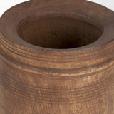 Porta Small Medium Brown Reclaimed Wooden Pot from Mercana - Luna Furniture