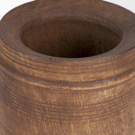 Porta Small Medium Brown Reclaimed Wooden Pot from Mercana - Luna Furniture