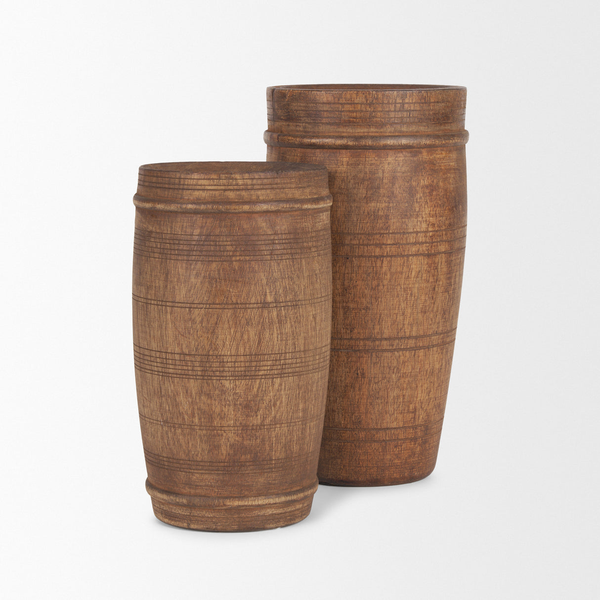 Porta Small Medium Brown Reclaimed Wooden Pot from Mercana - Luna Furniture