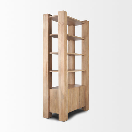 Beth Light Brown Wood w/ Open and Closed Storage Shelving Unit from Mercana - Luna Furniture