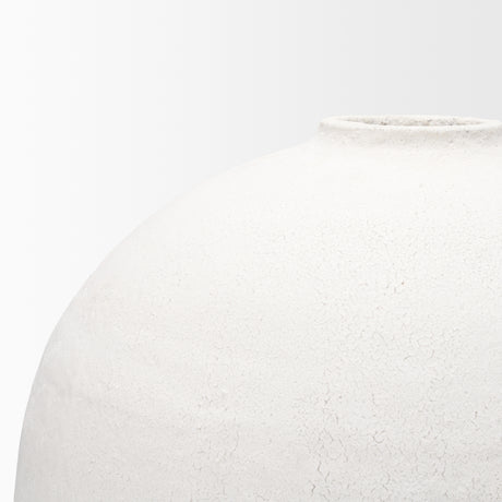 Karakum I Short White Textured Ceramic Vase from Mercana - Luna Furniture