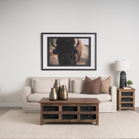 Wilton Brown Wood w/ 12 Black Metal Drawers Coffee Table from Mercana - Luna Furniture