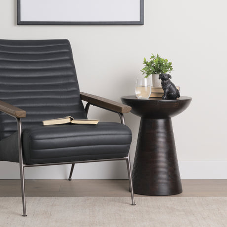 Novell Dark Brown Wood Pedestal Accent Table from Mercana - Luna Furniture