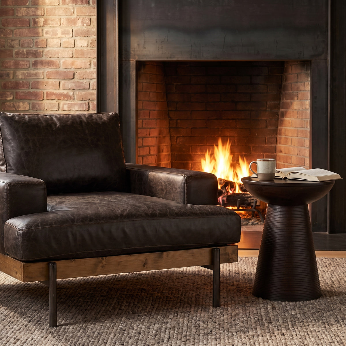 Novell Dark Brown Wood Pedestal Accent Table from Mercana - Luna Furniture