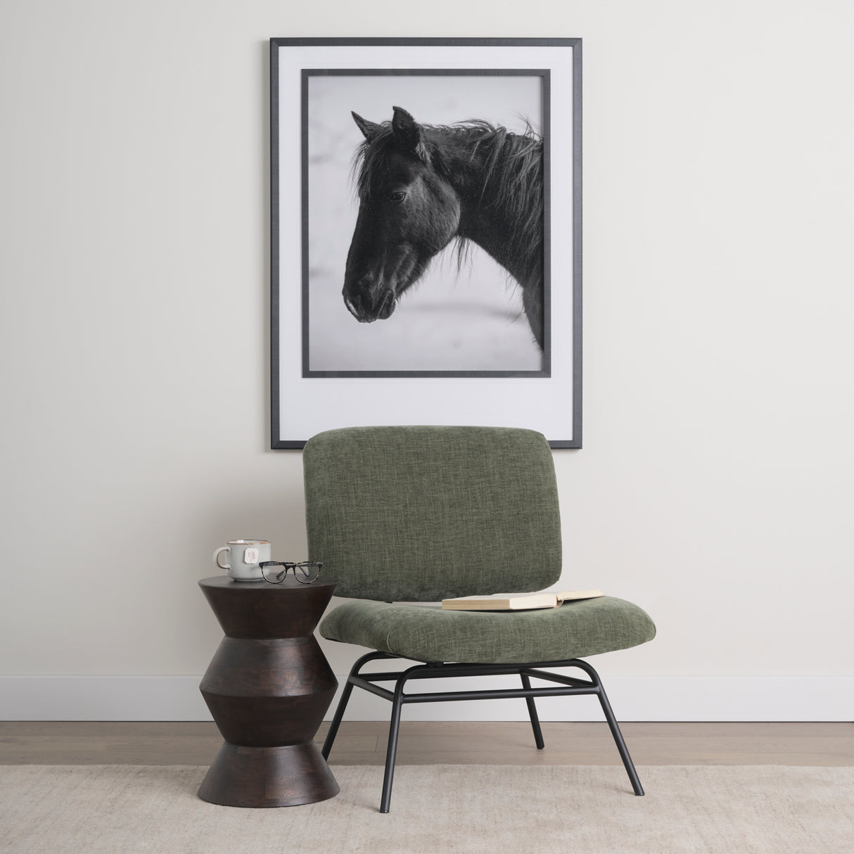 Nora Forest Green Fabric w/ Matte Black Metal Legs Accent Chair from Mercana - Luna Furniture