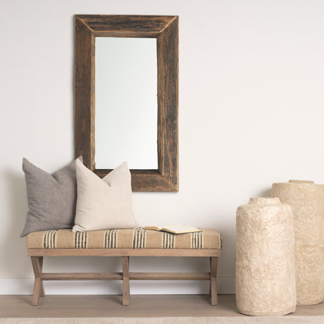 Gerome 28 x 48 Brown Wood Frame Rectangular Wall Mirror from Mercana - Luna Furniture
