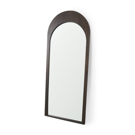 Celeste Dark Brown Wood Arched Floor Mirror from Mercana - Luna Furniture
