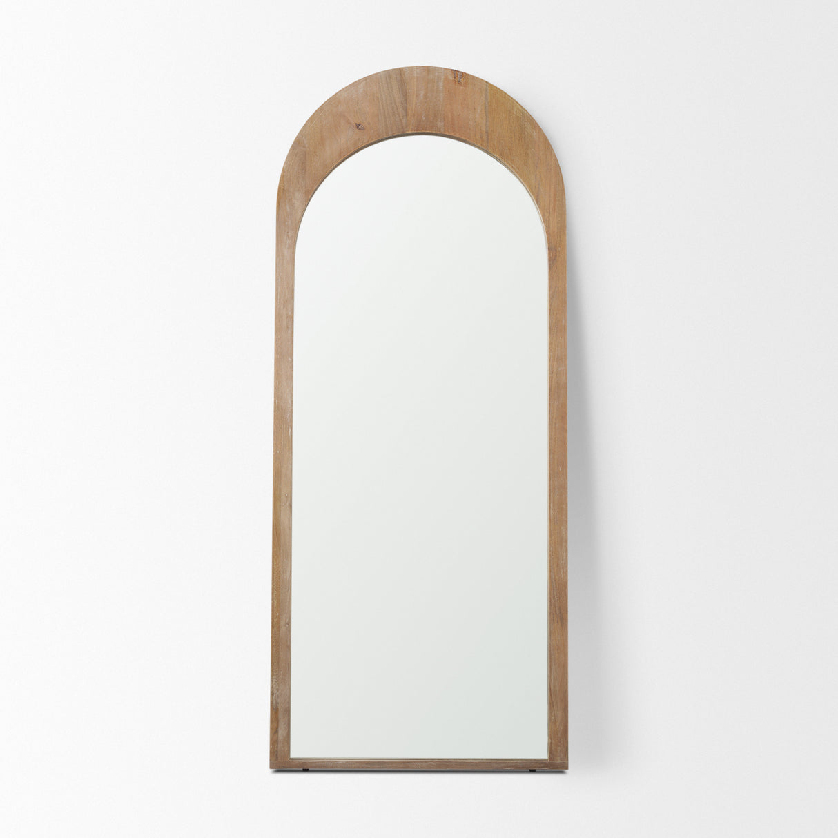 Celeste Light Brown Wood Arched Floor Mirror from Mercana - Luna Furniture