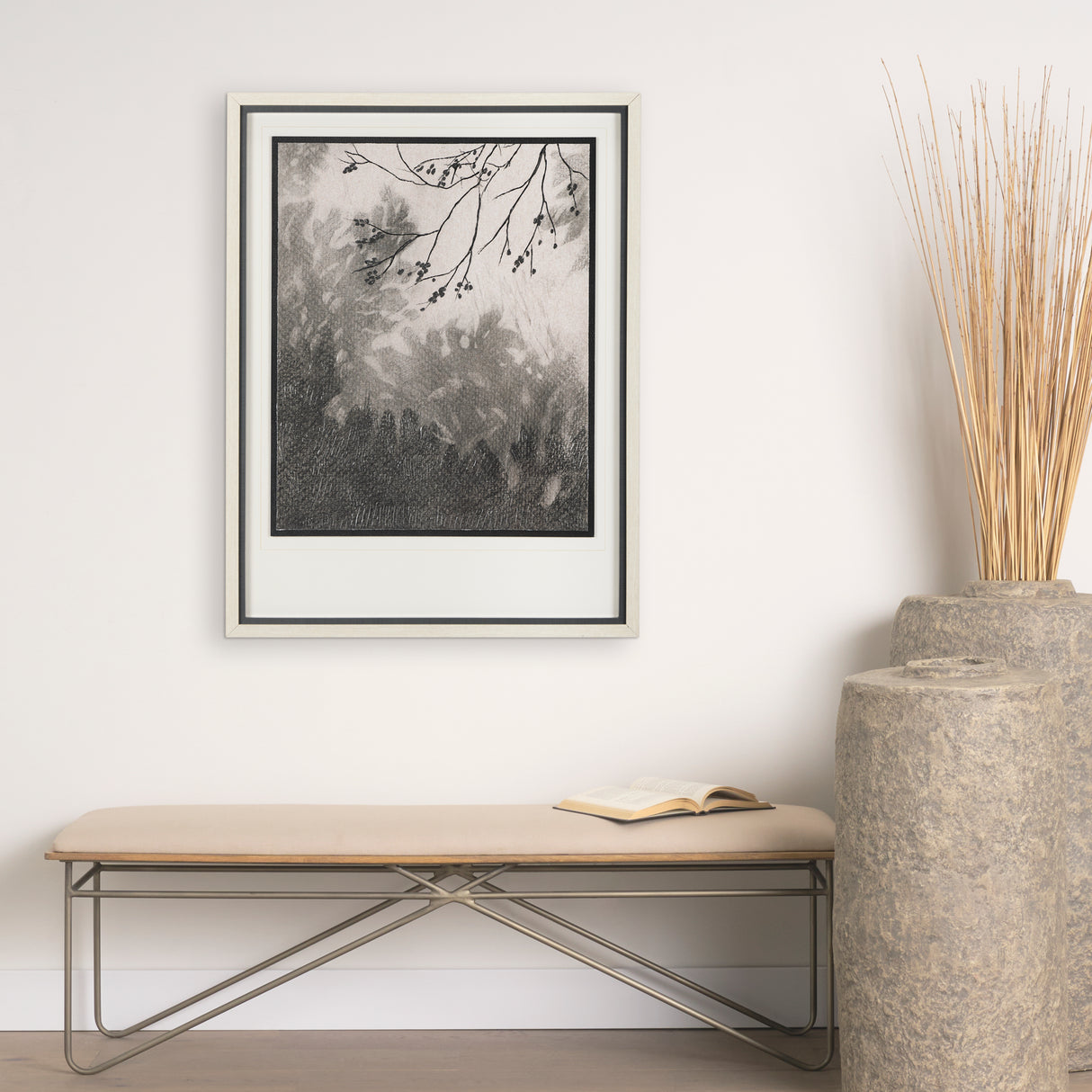 Leafy Shade II by Mercana Studio a Hand Embellished Textured Framed Art Print Matted under Glass from Mercana - Luna Furniture