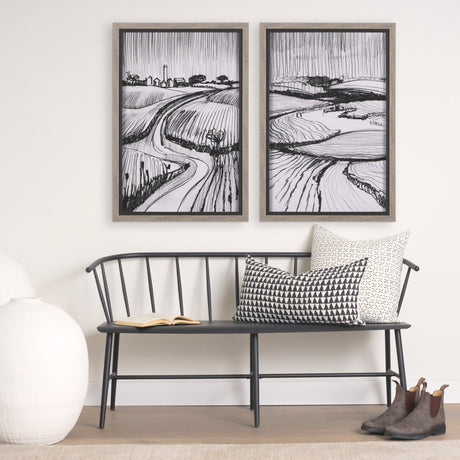 Rural Sketch-I by Mercana Studio a Hand Embellished Textured Framed Art Print from Mercana - Luna Furniture