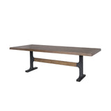 Araxi Rectangular Dark Brown Wood w/ Black Metal Base Dining Table from Mercana - Luna Furniture