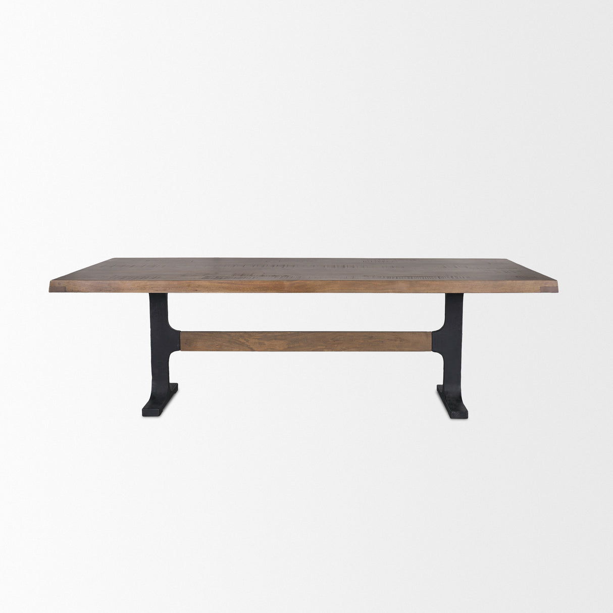 Araxi Rectangular Dark Brown Wood w/ Black Metal Base Dining Table from Mercana - Luna Furniture