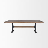 Araxi Rectangular Dark Brown Wood w/ Black Metal Base Dining Table from Mercana - Luna Furniture