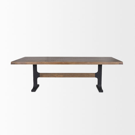 Araxi Rectangular Dark Brown Wood w/ Black Metal Base Dining Table from Mercana - Luna Furniture