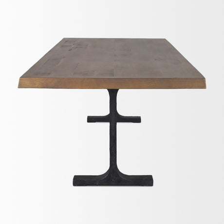 Araxi Rectangular Dark Brown Wood w/ Black Metal Base Dining Table from Mercana - Luna Furniture