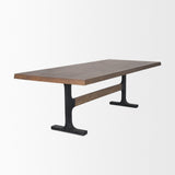 Araxi Rectangular Dark Brown Wood w/ Black Metal Base Dining Table from Mercana - Luna Furniture