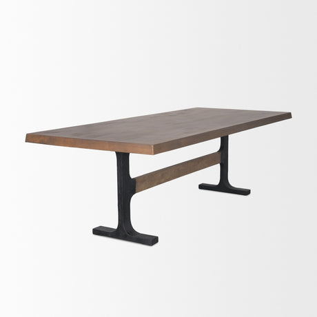 Araxi Rectangular Dark Brown Wood w/ Black Metal Base Dining Table from Mercana - Luna Furniture