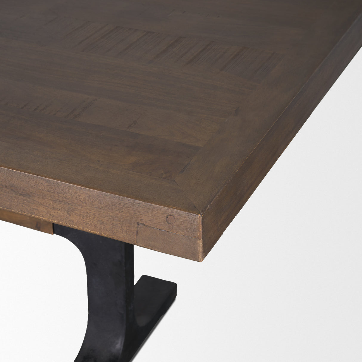 Araxi Rectangular Dark Brown Wood w/ Black Metal Base Dining Table from Mercana - Luna Furniture