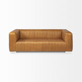 Ricciardo Cognac Leather Three Seater Sofa 82.5L x 38.5W x 26.5H from Mercana - Luna Furniture