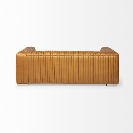 Ricciardo Cognac Leather Three Seater Sofa 82.5L x 38.5W x 26.5H from Mercana - Luna Furniture