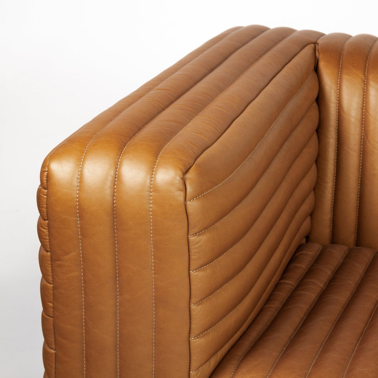 Ricciardo Cognac Leather Three Seater Sofa 82.5L x 38.5W x 26.5H from Mercana - Luna Furniture