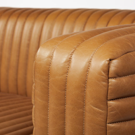 Ricciardo Cognac Leather Three Seater Sofa 82.5L x 38.5W x 26.5H from Mercana - Luna Furniture