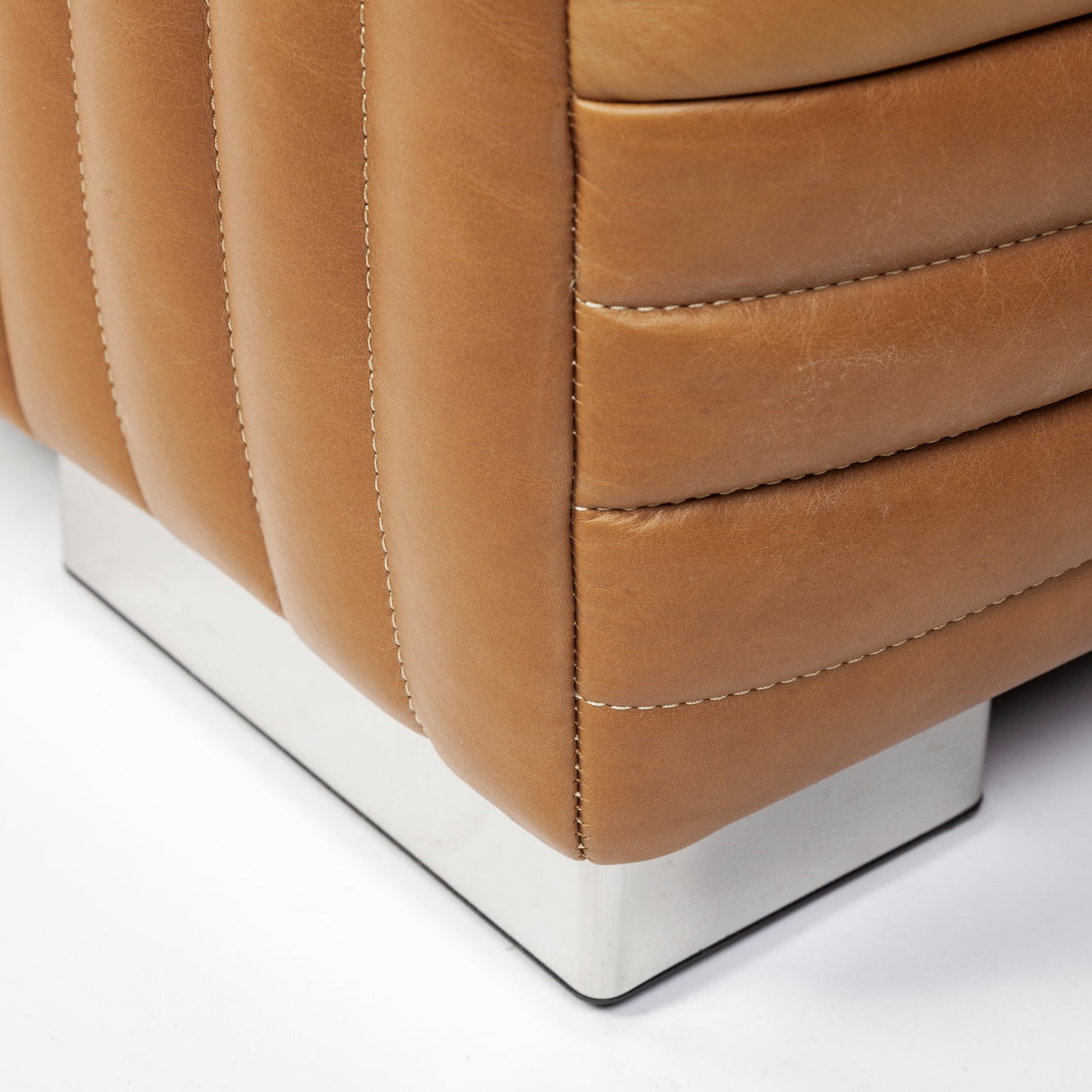 Ricciardo Cognac Leather Three Seater Sofa 82.5L x 38.5W x 26.5H from Mercana - Luna Furniture