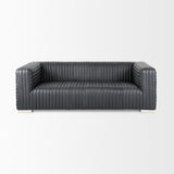 Ricciardo Black Leather Wrapped Three Seater Sofa 82.5L x 38.5W x 26.5H from Mercana - Luna Furniture