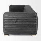 Ricciardo Black Leather Wrapped Three Seater Sofa 82.5L x 38.5W x 26.5H from Mercana - Luna Furniture