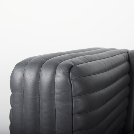 Ricciardo Black Leather Wrapped Three Seater Sofa 82.5L x 38.5W x 26.5H from Mercana - Luna Furniture