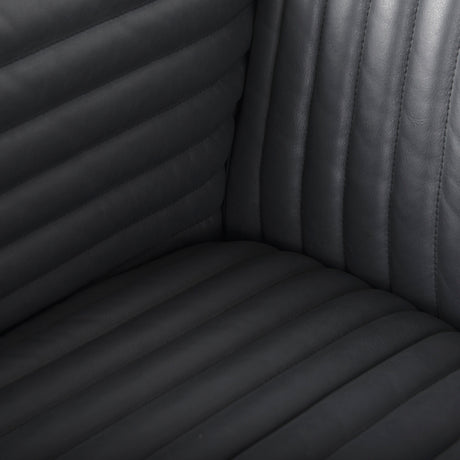 Ricciardo Black Leather Wrapped Three Seater Sofa 82.5L x 38.5W x 26.5H from Mercana - Luna Furniture