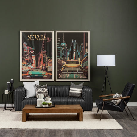 Ricciardo Black Leather Wrapped Three Seater Sofa 82.5L x 38.5W x 26.5H from Mercana - Luna Furniture